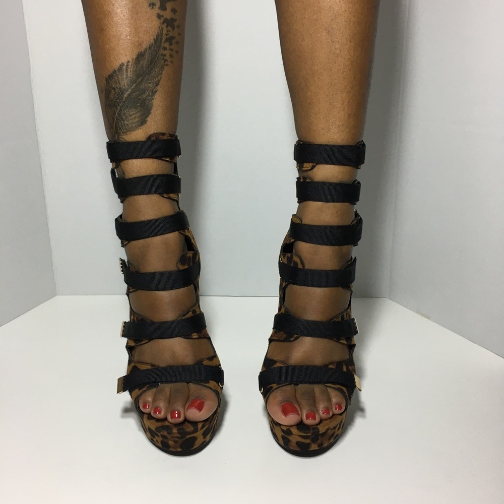 Liliana Leopard Print Strappy Platform Heels - Picture 6 of 6